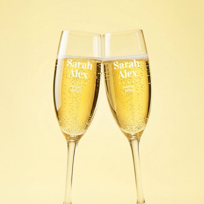 Lot De 2 Flûtes à Champagne Personnalisables - Jour De Rencontre - Cadeau Couple Mariage Saint-Valentin