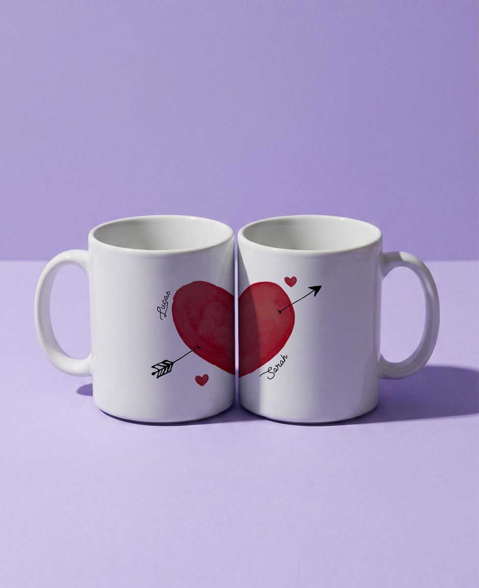 Coffret Duo de Mugs couple cœurs personnalisé - Cadeaux Couple, Mariage, Cadeaux Couple Homme